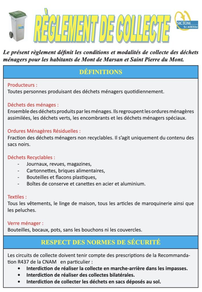 Règlement de collecte